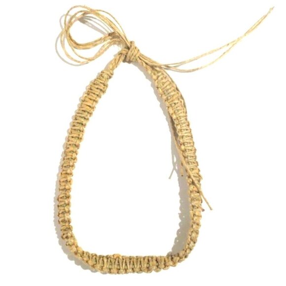 Beige Color Breaded Cord Design Adjustable Tie Necklace, Women's Fashion Jewelry - Picture 3 of 8